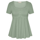 belle poque Women's Cute Tops Babydoll Peplum Top 2026 Casual Shirts Green