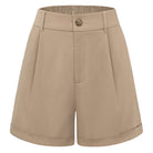 belle poque 2026 Women Vintage 100% Cotton Shorts Wide Leg Shorts with Pockets Khaki