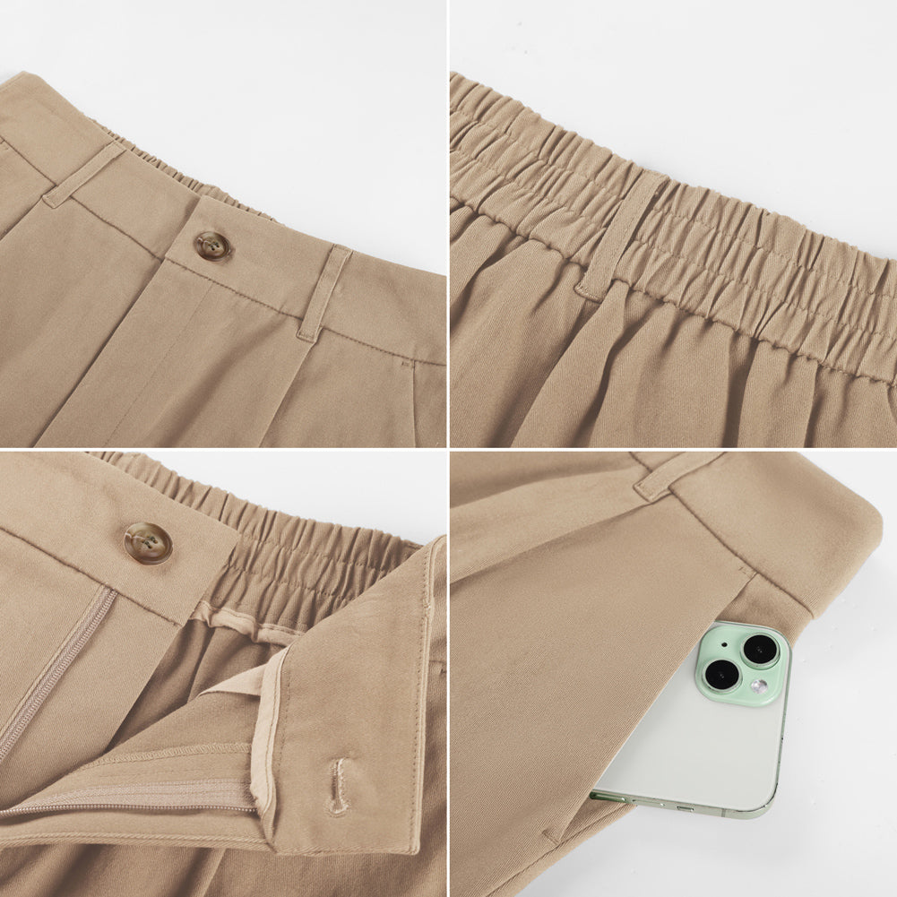 belle poque 2026 Women Vintage Cotton Shorts Wide Leg Shorts with Pockets