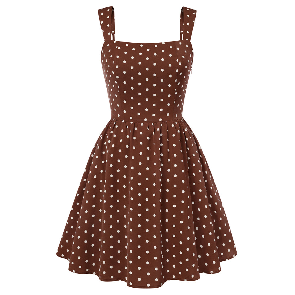 Women Vintage Polka-Dots Date Dress Semi-Formal Mini Dress