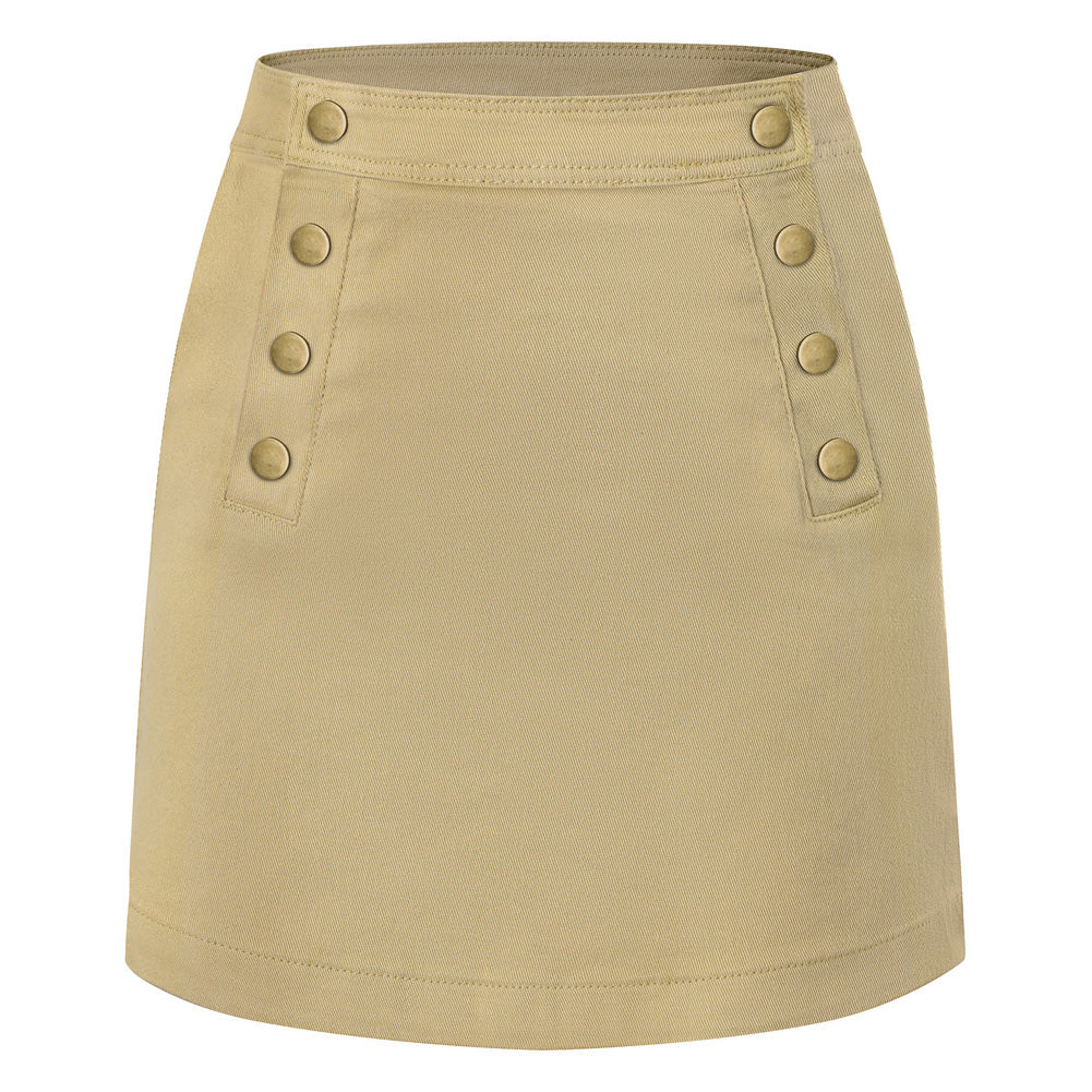 belle poque 1980s Vintage Women Denim Mini Skirt Jean Skirts for with Pockets Khaki