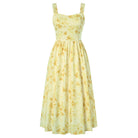 belle poque Women's Floral Midi Sundress with Pockets Spring Summer Dresses for Wedding Guest Yellow