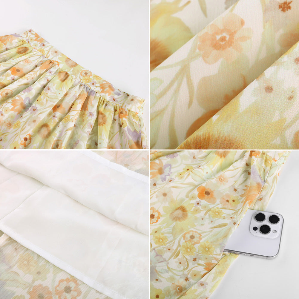 belle poque Women Summer Vacation Swing Floral Skirt Comfy A-Line Maxi Skirt