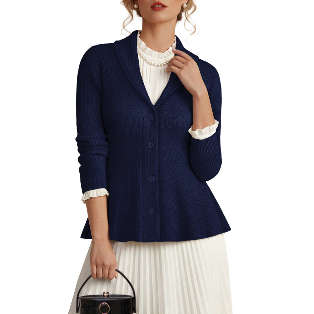 belle poque Vintage Cardigan Sweater Shawl Lapel Button Down Sweater Outwear Coat