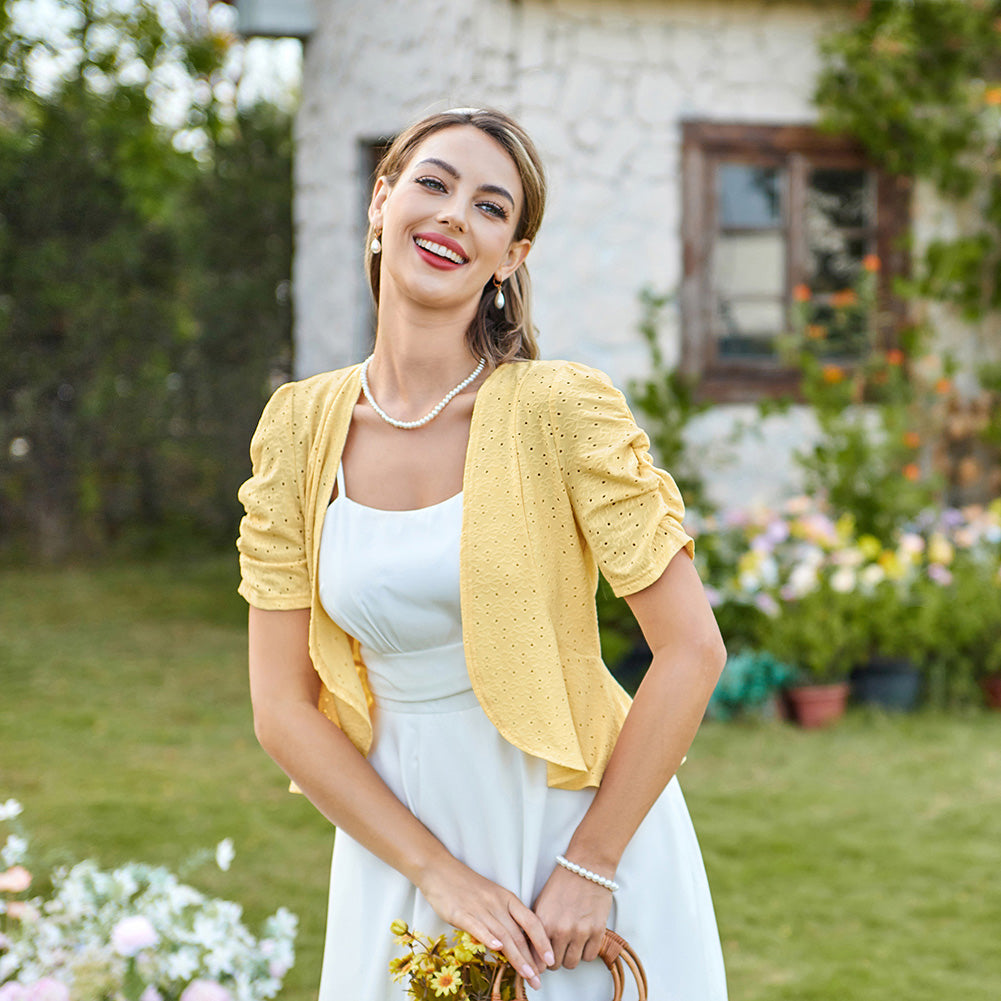 belle poque Spring 2026 Women's Short Sleeve Bolero Shrug Lightweight Cardigan