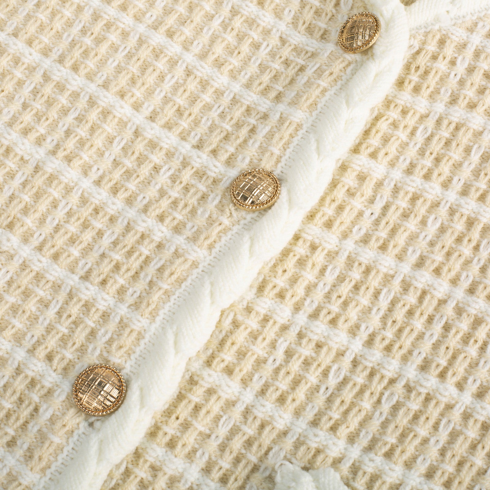 belle poque Contrast Color Cardigan Long Sleeve V-Neck Cable Knitted Sweater