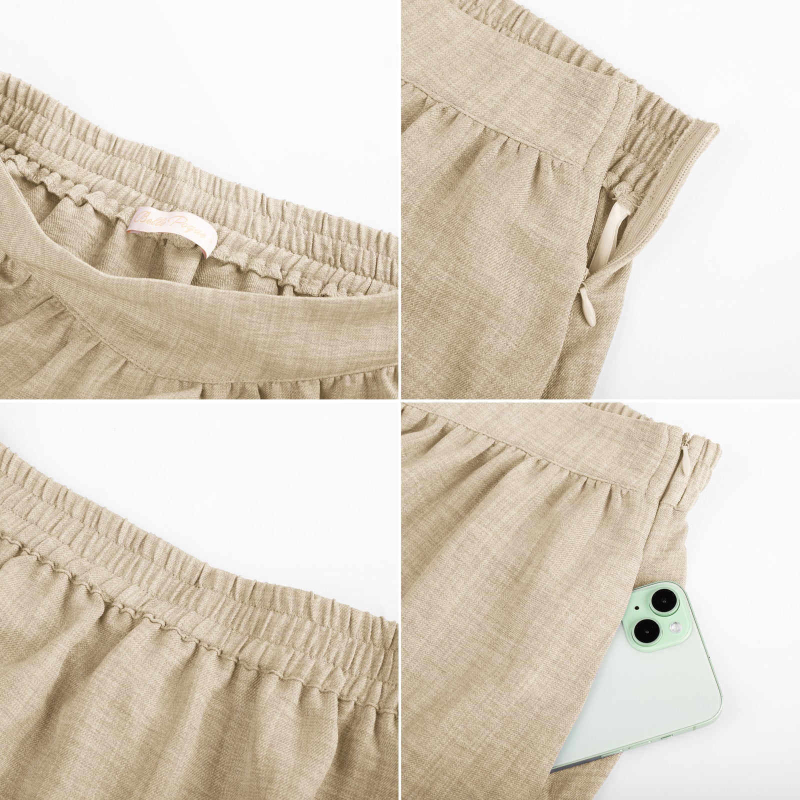 belle poque BP Women Vintage 2-Layer Swing Skirt Elastic High Waist Maxi Skirt