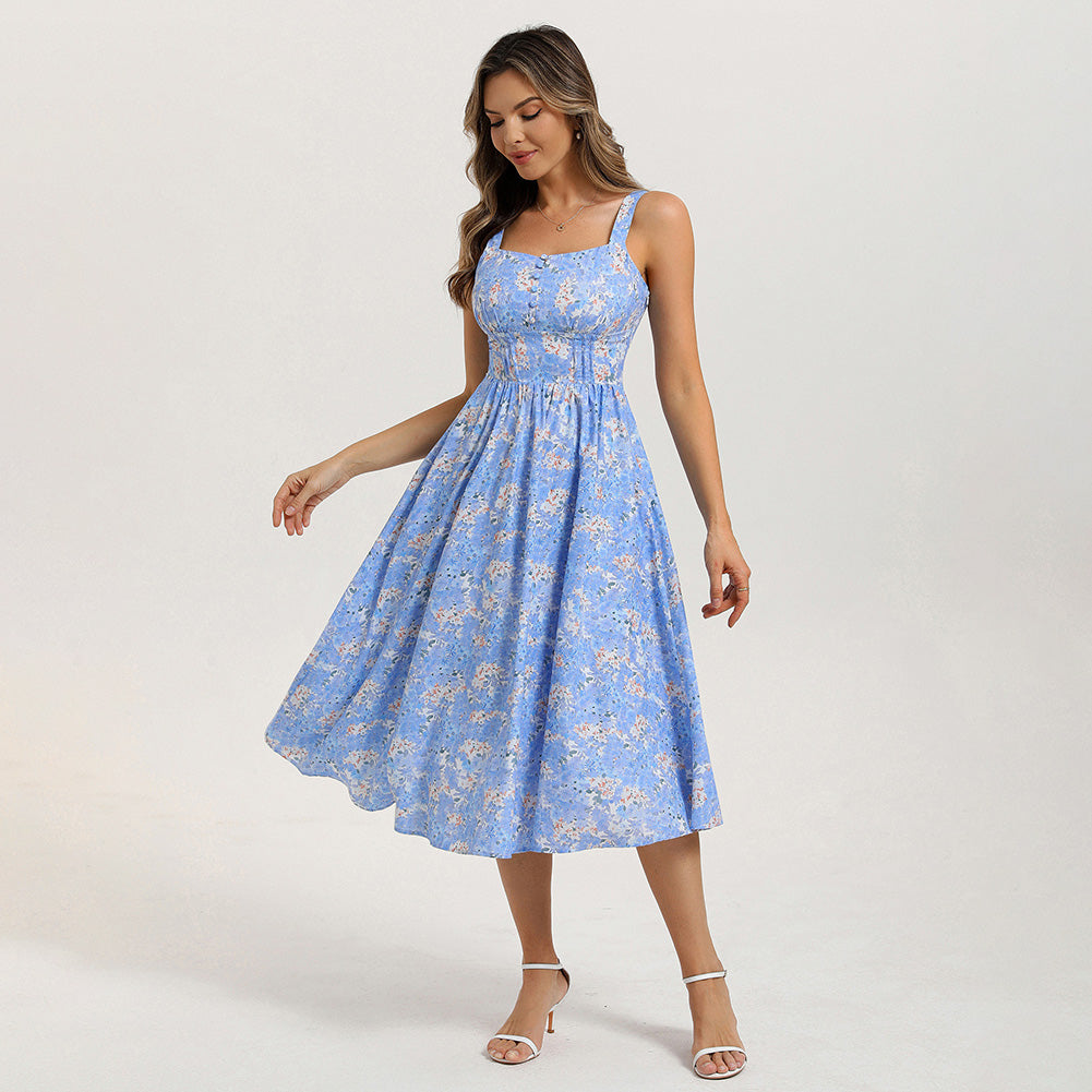 belle poque 2026 Vacation Floral Dress for Women Sundress Midi Flowy Beach Dresses