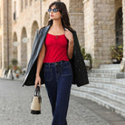 belle poque 2026 Summer Women's Tie Front Spaghetti Strap Top Sexy Cutout Crop Tank Top