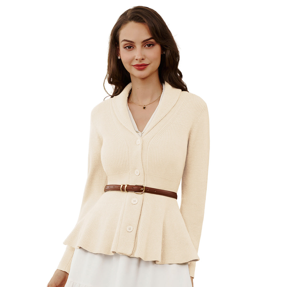 belle poque Vintage Cardigan Sweater Shawl Lapel Button Down Sweater Outwear Coat