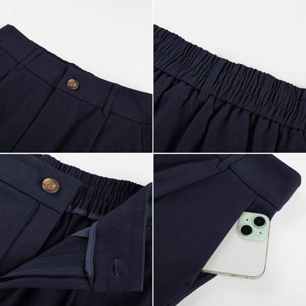 belle poque 2026 Women Vintage Cotton Shorts Wide Leg Shorts with Pockets