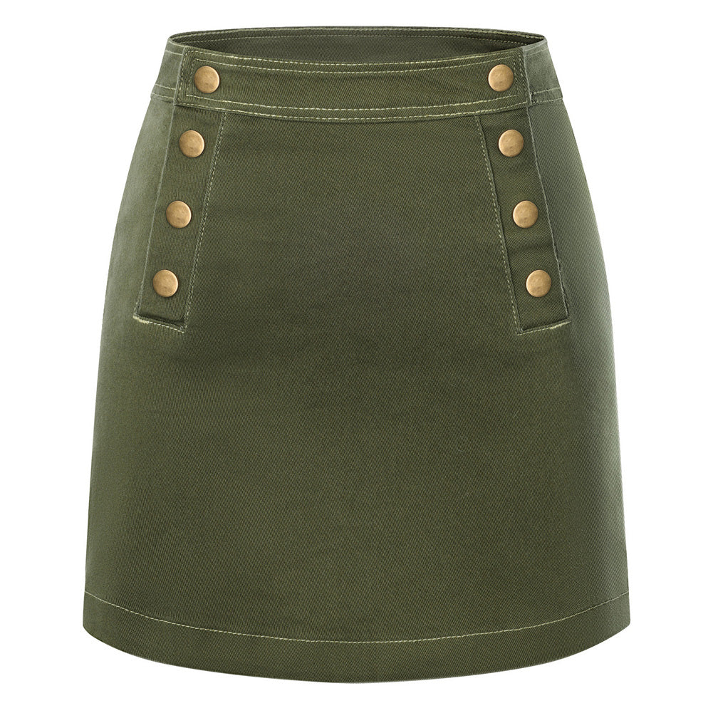 belle poque 1980s Vintage Women Denim Mini Skirt Jean Skirts for with Pockets Green