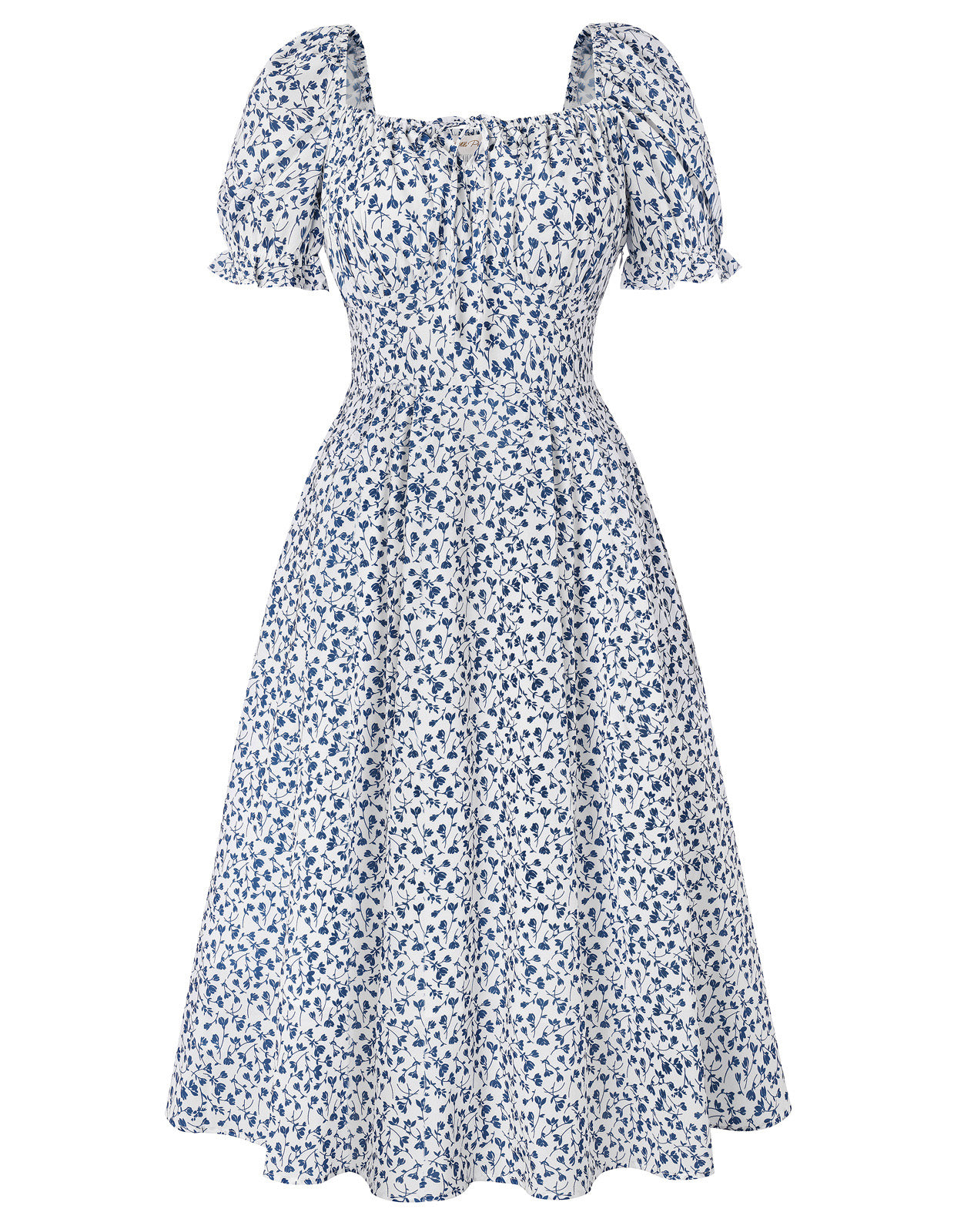 belle poque 2026 Spring Summer Sundress Vintage Cottagecore Dress with Pocket Light Blue