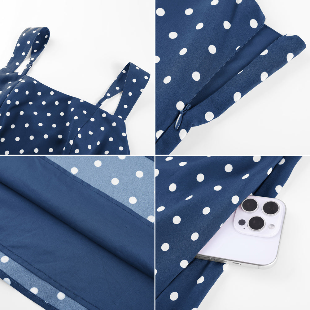 belle poque Women 1950s Vintage Polka-Dots Dress Semi-Formal Mini Dresses