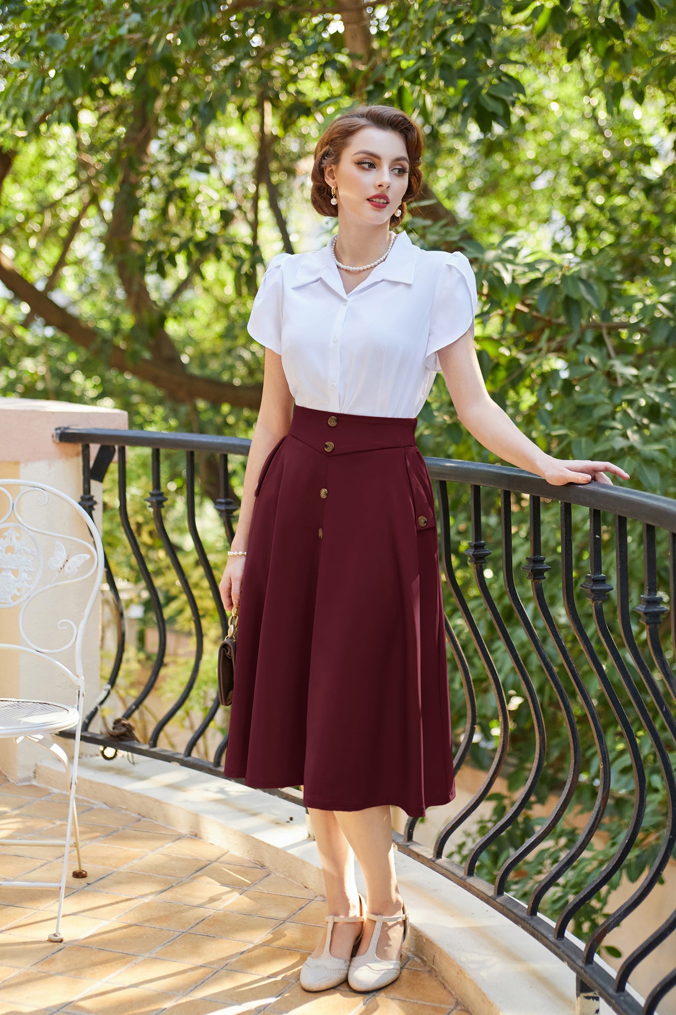belle poque Vintage A-Line Skirt Midi Skirt Casual Skirt High Waisted Midi Party Skirt Basic A-Line Skirt