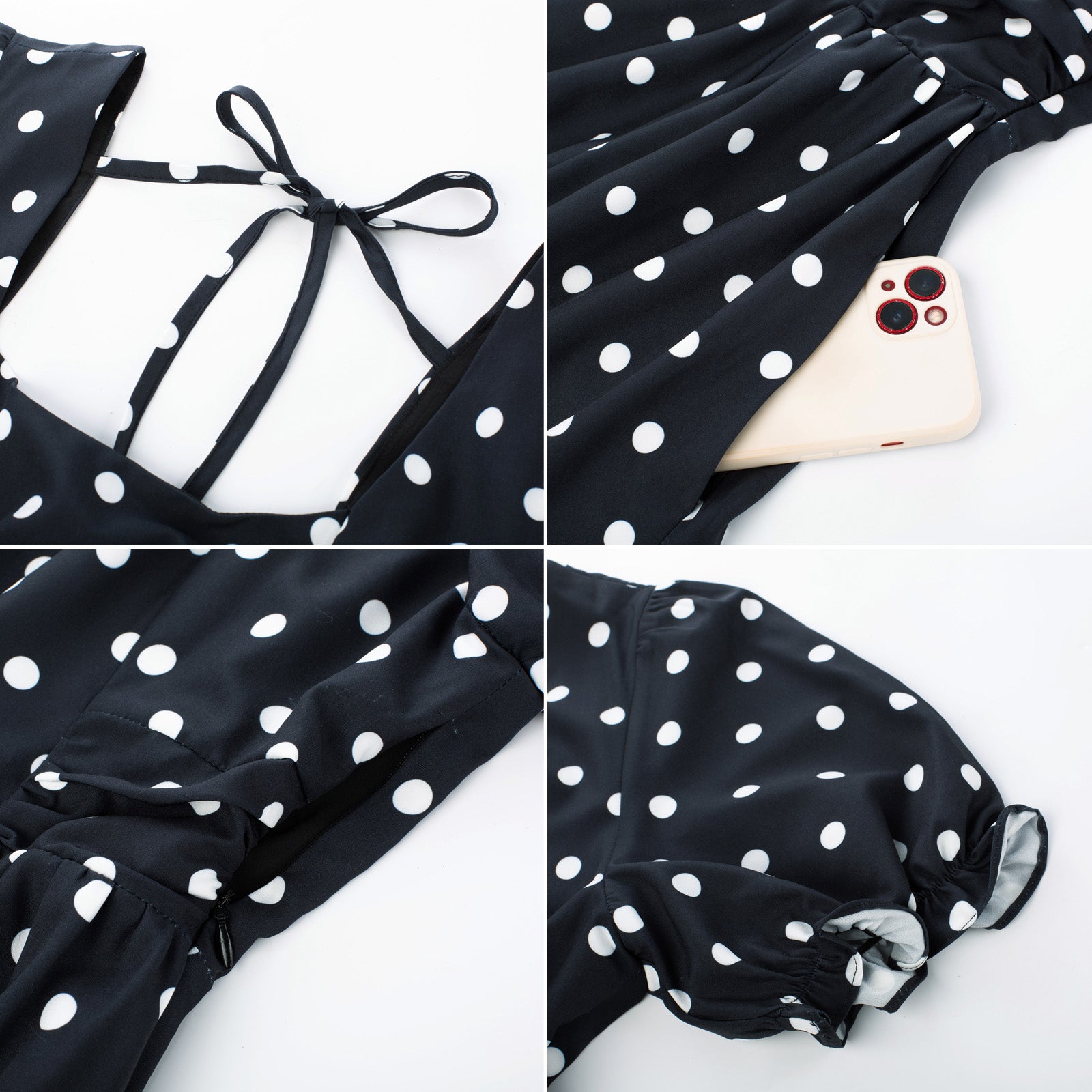 belle poque Vintage Daisy Flower Print Cottagecore Cocktail Dresses Square Neck Puff Sleeve Dress with Pockets