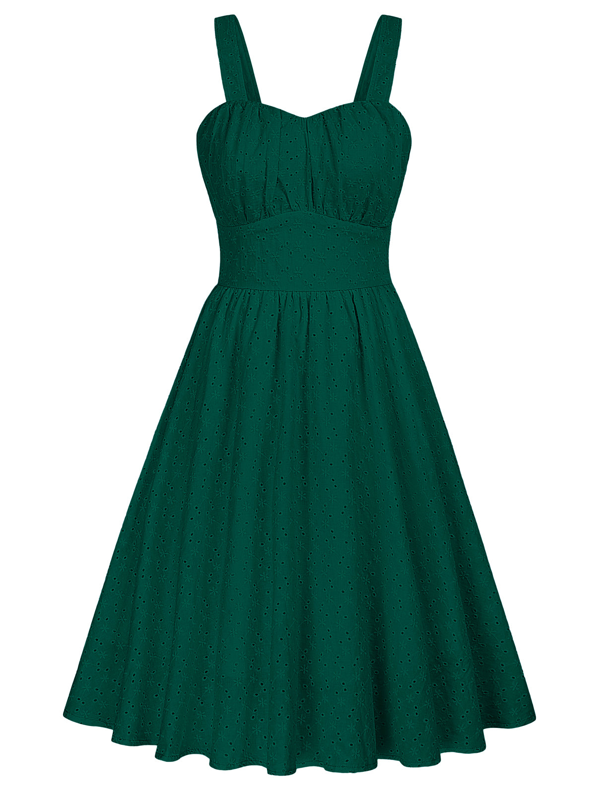 belle poque Fans Look of Two-Way Defined Waist Dress Ruched Bodice A-Line Dress Green