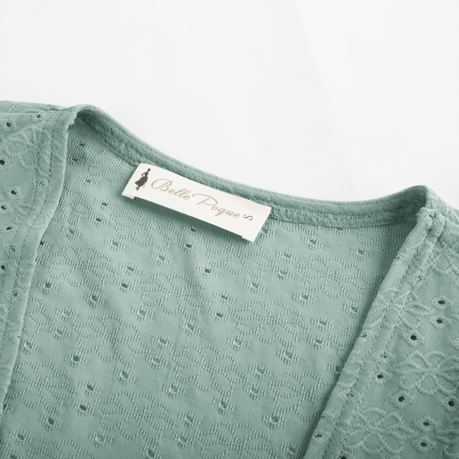 belle poque Women Vintage Hollowed-out Shrug Ruched Short Sleeve Open Front Tops