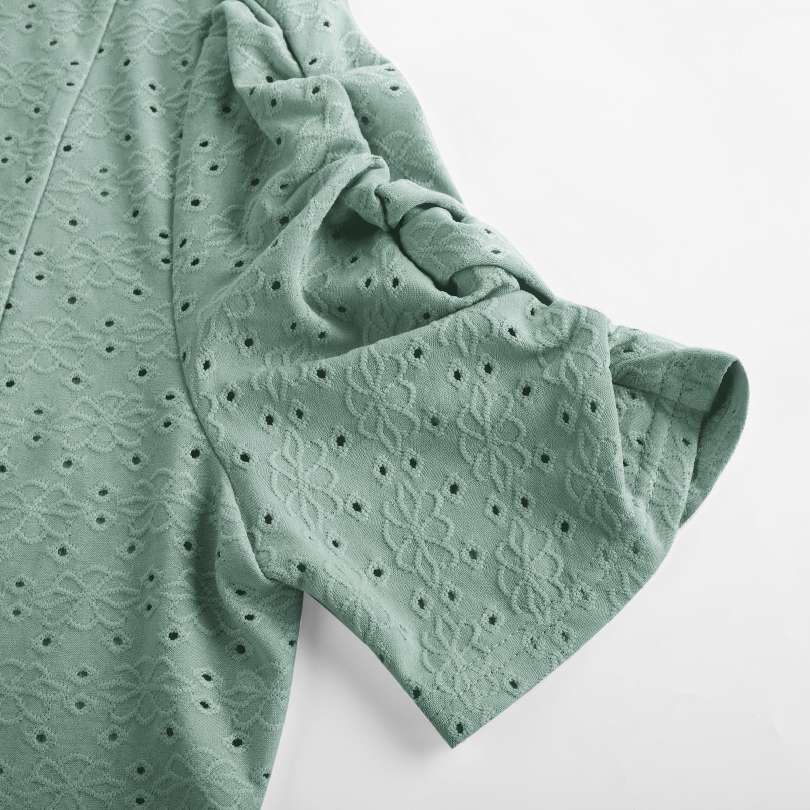 belle poque Women Vintage Hollowed-out Shrug Ruched Short Sleeve Open Front Tops