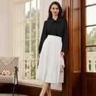 belle poque Women's Bow Tie Neck Blouse Button Down Shirt for Work Office Casual