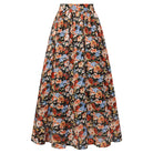 belle poque 2026 Women Vintage Swing Floral Skirt Comfy A-Line Maxi Skirt Black