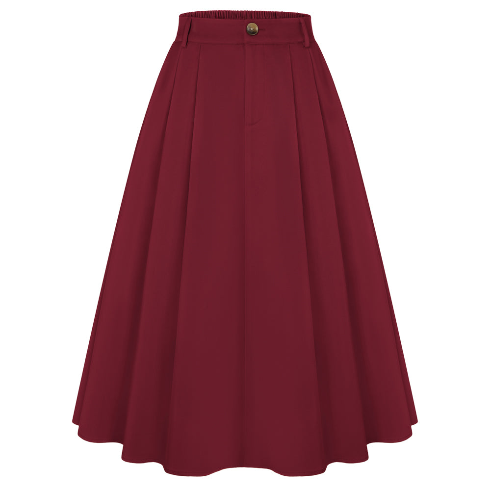 Women Vintage Swing Skirt Mid-Calf Length A-Line Skirt