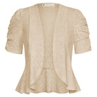 belle poque Spring 2026 Women's Short Sleeve Bolero Shrug Lightweight Cardigan Beige