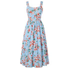 belle poque Women's Floral Midi Sundress with Pockets Spring Summer Dresses for Wedding Guest Dark Blue