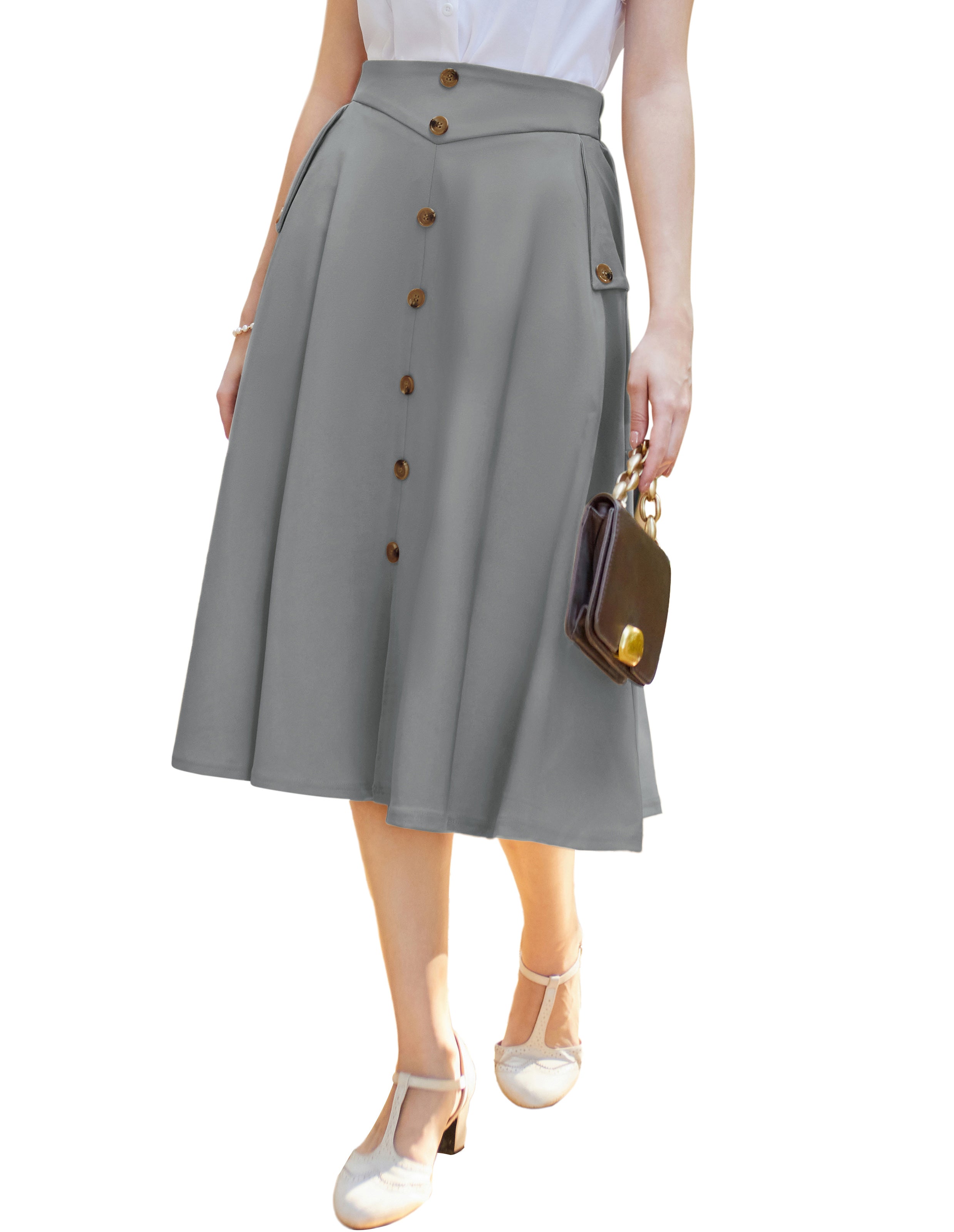 belle poque Vintage A-Line Skirt Midi Skirt Casual Skirt High Waisted Midi Party Skirt Basic A-Line Skirt