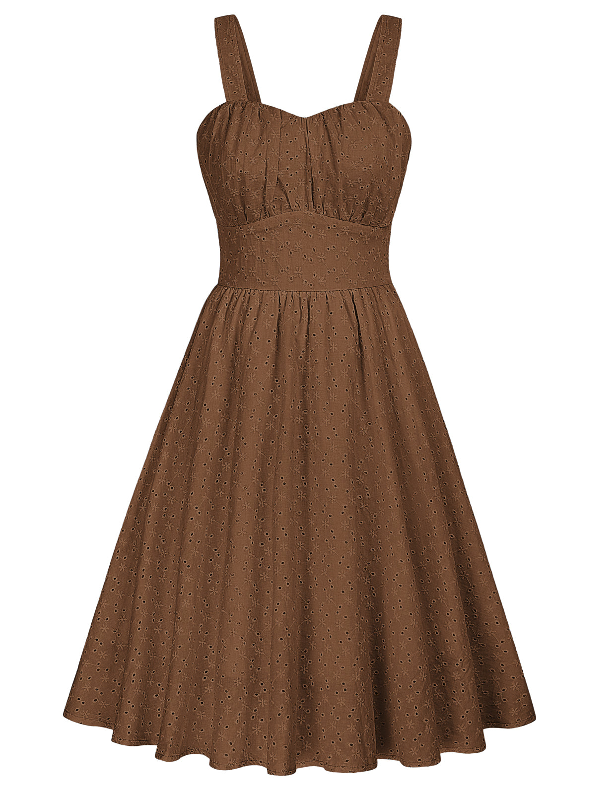 belle poque Fans Look of Two-Way Defined Waist Dress Ruched Bodice A-Line Dress Brown