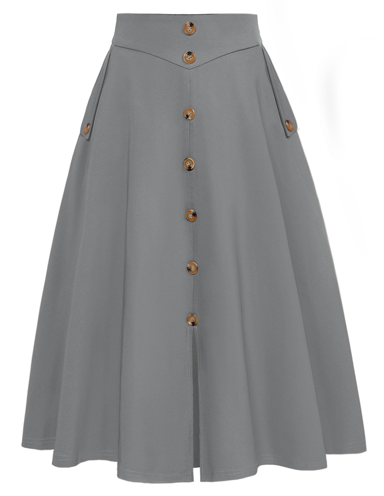 belle poque Vintage A-Line Skirt Midi Skirt Casual Skirt High Waisted Midi Party Skirt Basic A-Line Skirt Gray