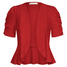 belle poque Spring 2026 Women's Short Sleeve Bolero Shrug Lightweight Cardigan Wine red