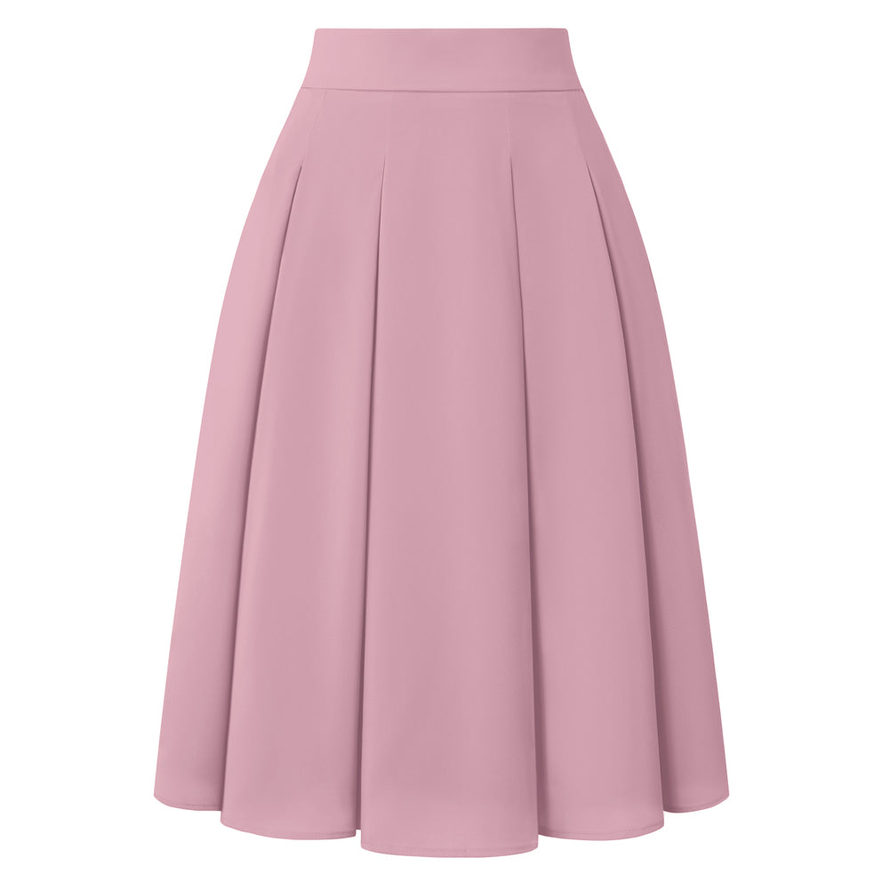 belle poque 2026 Women Spring Summer Vintage Chiffon Flared A-Line Skirt Dark Pink