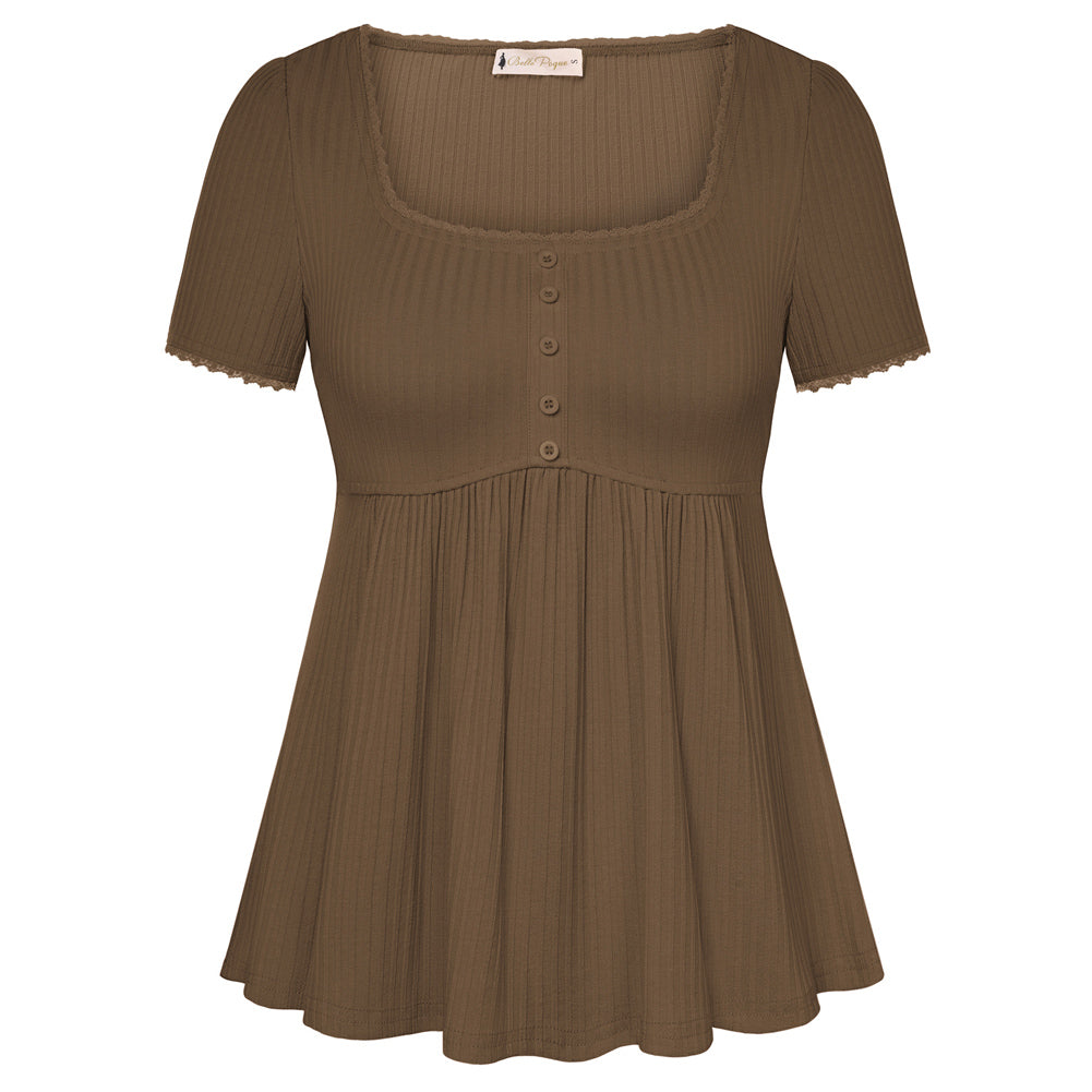 Cute Tops Short Sleeve Babydoll Peplum Top Casual Shirts