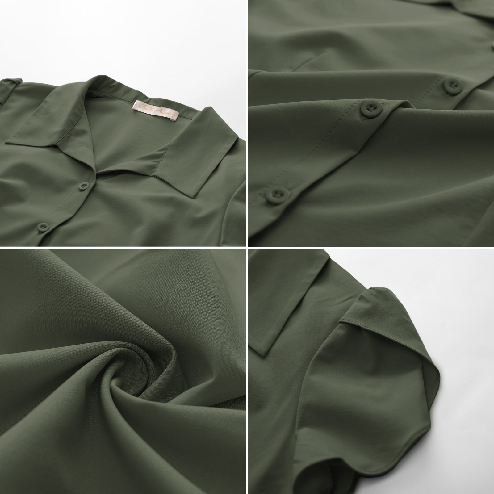 belle poque Business Casual Shirts Tops Summer Button Blouse for Women