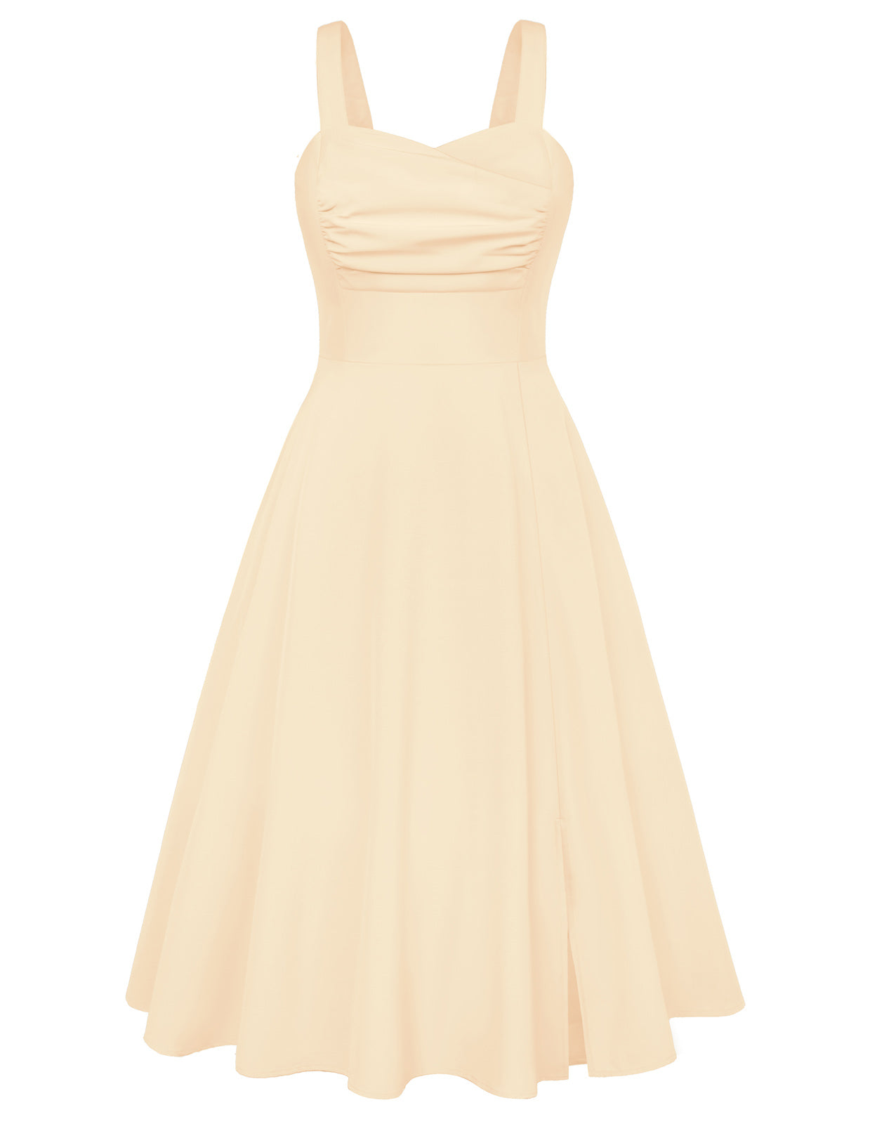 belle poque Vintage 1950s Cocktail Dress Ruched Slit A Line Swing Dress with Pockets