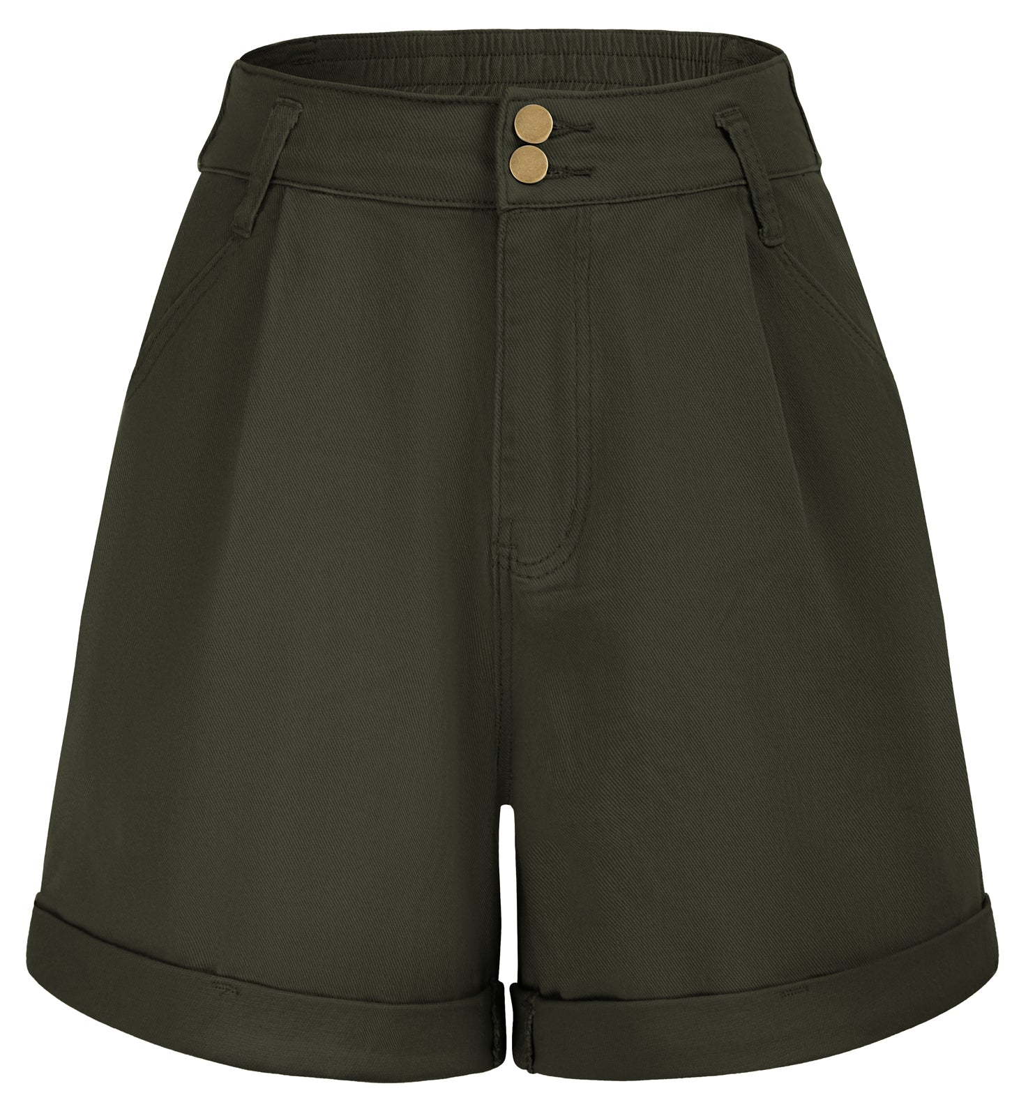 belle poque Bermuda Shorts Elastic Waist Wide Leg Shorts with Pockets & Belts