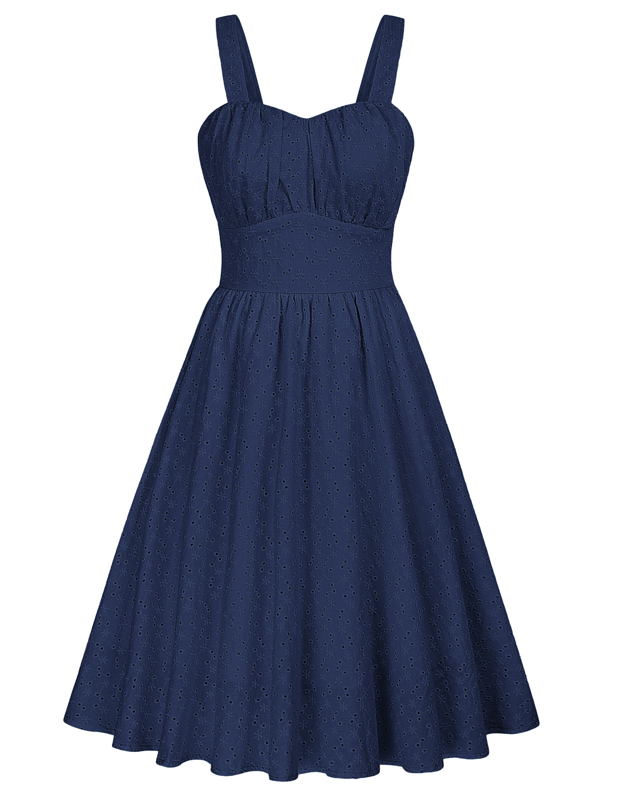 belle poque Fans Look of Two-Way Defined Waist Dress Ruched Bodice A-Line Dress Blue