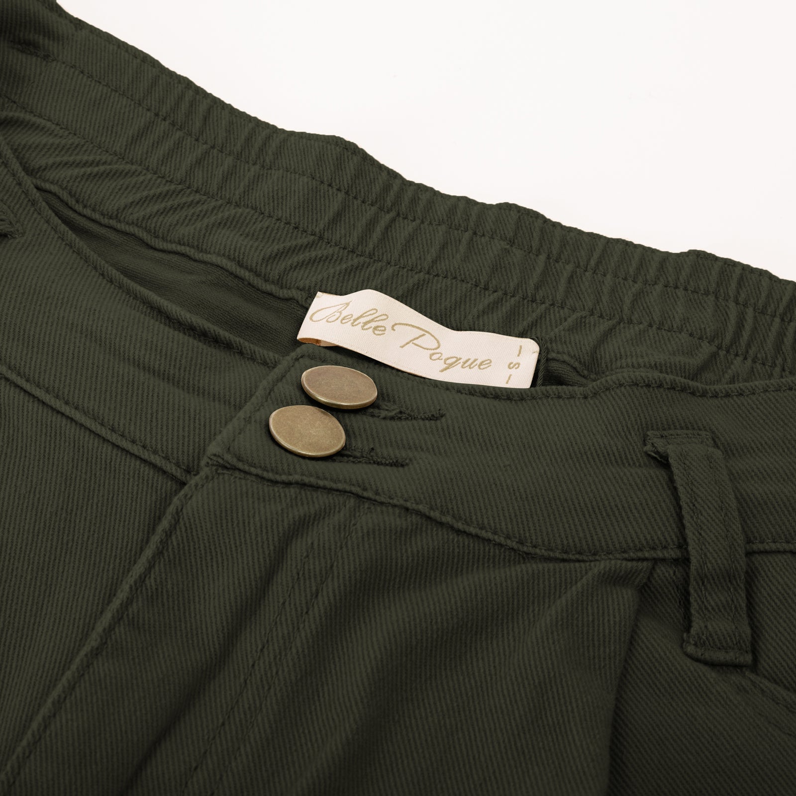 belle poque Bermuda Shorts Elastic Waist Wide Leg Shorts with Pockets & Belts