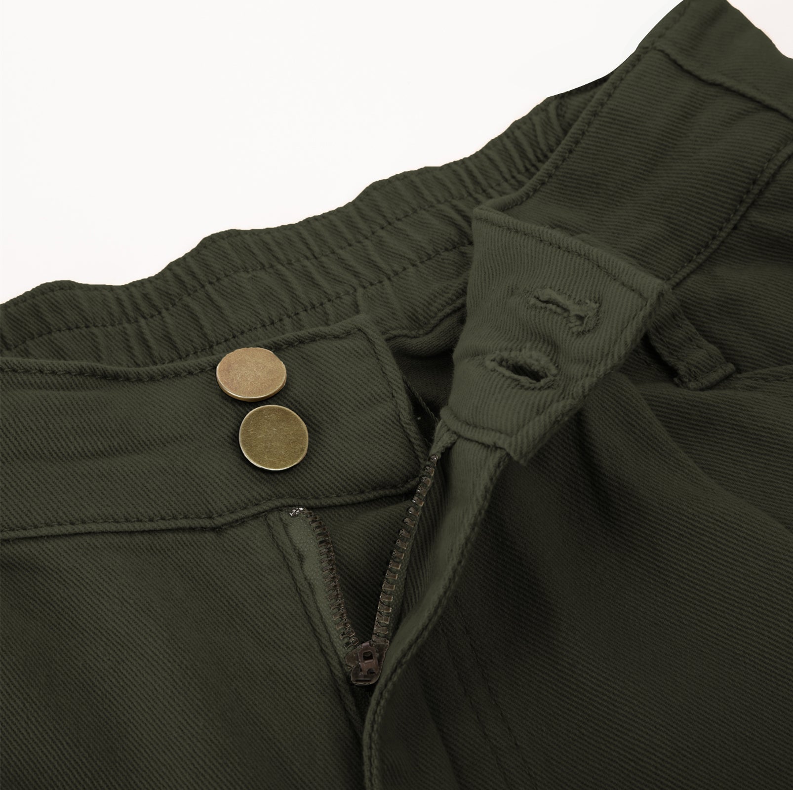 belle poque Bermuda Shorts Elastic Waist Wide Leg Shorts with Pockets & Belts