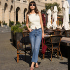 belle poque Button Down Tank Tops Ribbed Summer Vest for Work Going Out