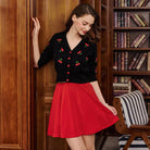 belle poque Women Vintage Swing Skirt Elastic Waist Mid-Thigh Length A-Line Skirt