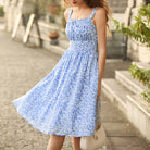 belle poque 2026 Summer Floral Dress Cute Milkmaid Dress with Pockets