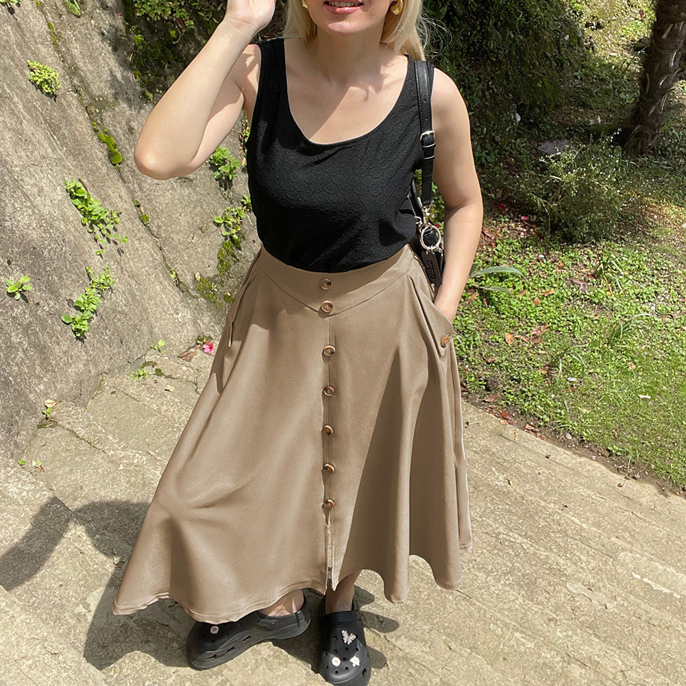 belle poque Belle Poque Women's Vintage A-Line Skirt with Slit Hem