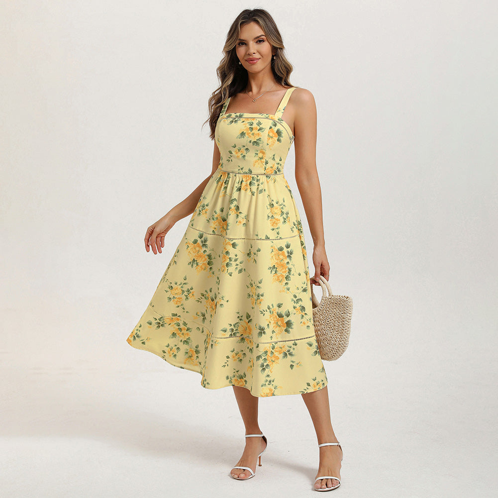 belle poque 2026 Milkmaid Dress Women Vintage Midi Tea Garden Party Sundresses with Pockets