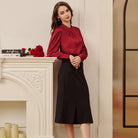 belle poque Womens Long Sleeve Satin Blouse Dressy Casual Business Tops Shirts for Office Work