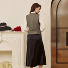 belle poque Vintage Lapel Collar Suit Vest Tops for Women Work Dressy Waistcoat Blazer with Pockets