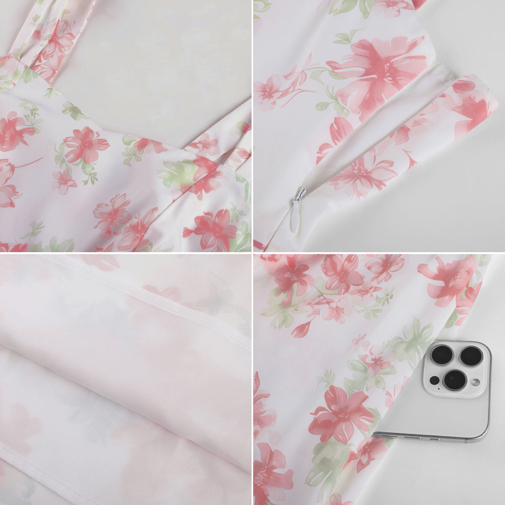 belle poque Women's Floral Midi Sundress with Pockets Spring Summer Dresses for Wedding Guest