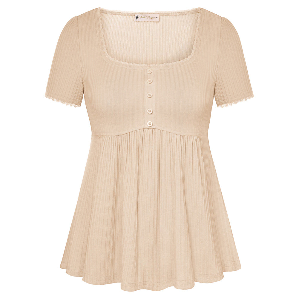 Cute Tops Short Sleeve Babydoll Peplum Top Casual Shirts