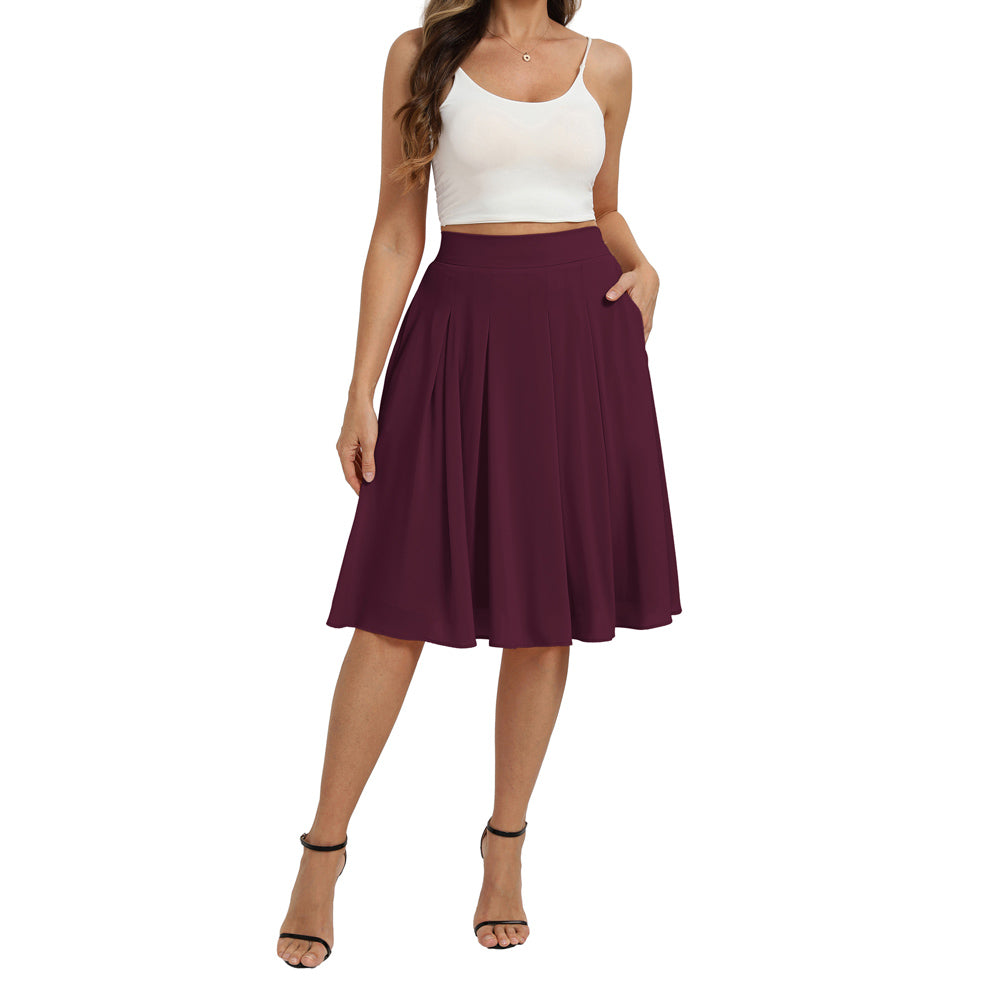 belle poque 2026 Women Spring Summer Vintage Chiffon Flared A-Line Skirt